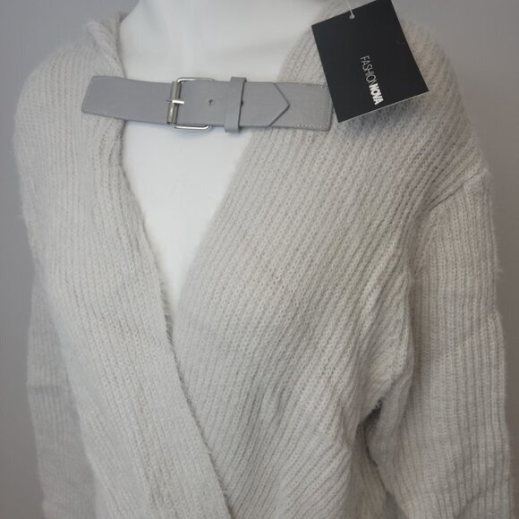 Fashion Nova Buckle Hooded Soft Sweater - Picture 3 of 5